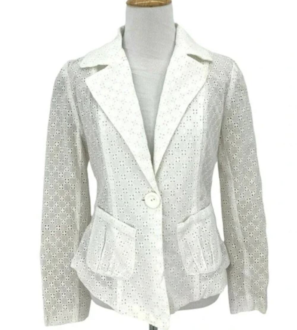Kut from the Kloth Eyelet White Blazer L